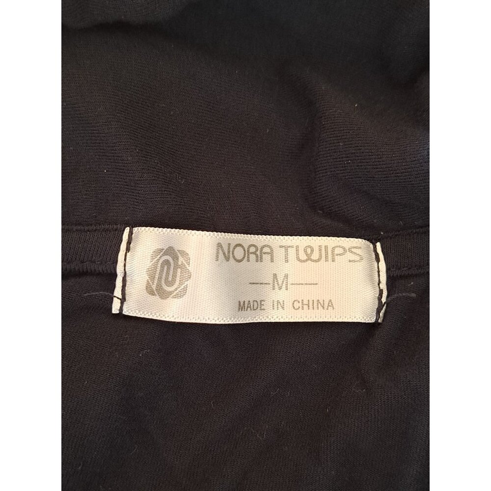 Nora Twips Womens Button-Down Black Nightshirt Pajama Embroidered Logo Medium - Picture 3 of 8